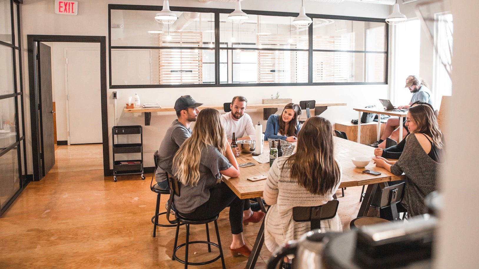 A shared working table